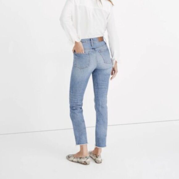 MADEWELL The Perfect Vintage Jeans Raw Hem High Rise Rigid Denim Size 26 Petite - Picture 3 of 12